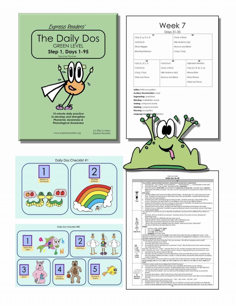 Daily Dos Phonemic Awareness, Step 1 (Green Level)